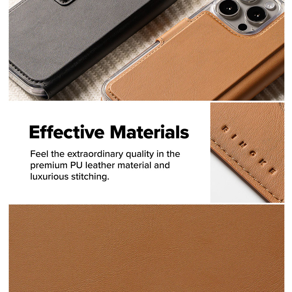 Picture of Apple iPhone 15 Plus 6.7 | Ringke Folio Wallet Magnetic Flip Cover Card Holder for iPhone 16 Pro Max iPhone 16 Plus (Brown)