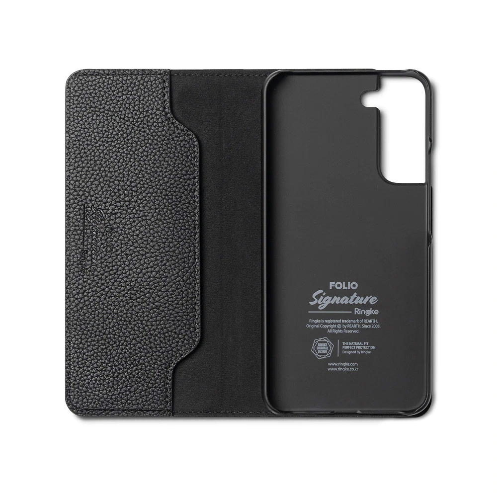 Picture of Samsung Galaxy S22 Plus 6.6 Case | Ringke Folio Signature Standard Vegan Leather Flip Card Case for Samsung Galaxy S22 Plus 6.6 (Matte Black)