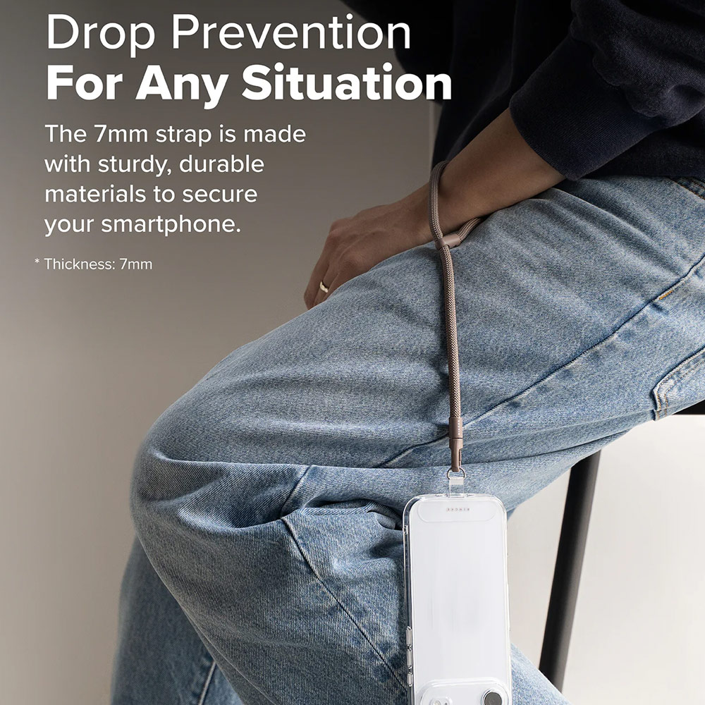 Picture of Ringke Holder Link and Flow Hand Strap P-Type Wrist Strap Phone Strap for closed-bottom phone case (Mocha Mousse)