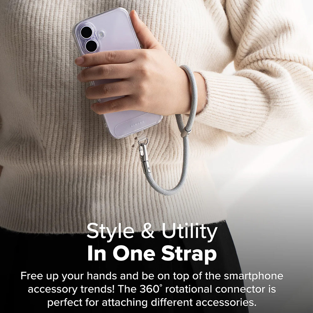 Picture of Ringke Holder Link and Flow Hand Strap P-Type Wrist Strap Phone Strap for closed-bottom phone case (Silky Silver)