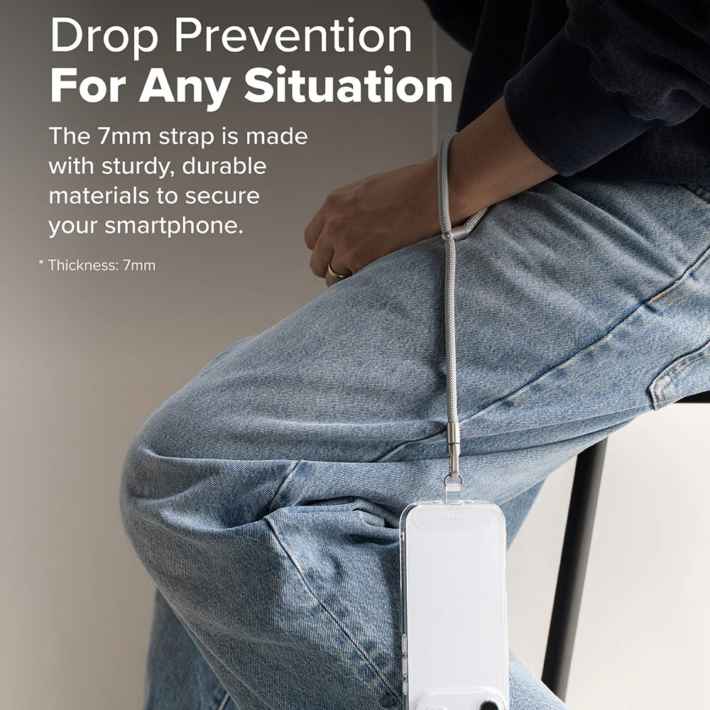 Picture of Ringke Holder Link and Flow Hand Strap P-Type Wrist Strap Phone Strap for closed-bottom phone case (Silky Silver)