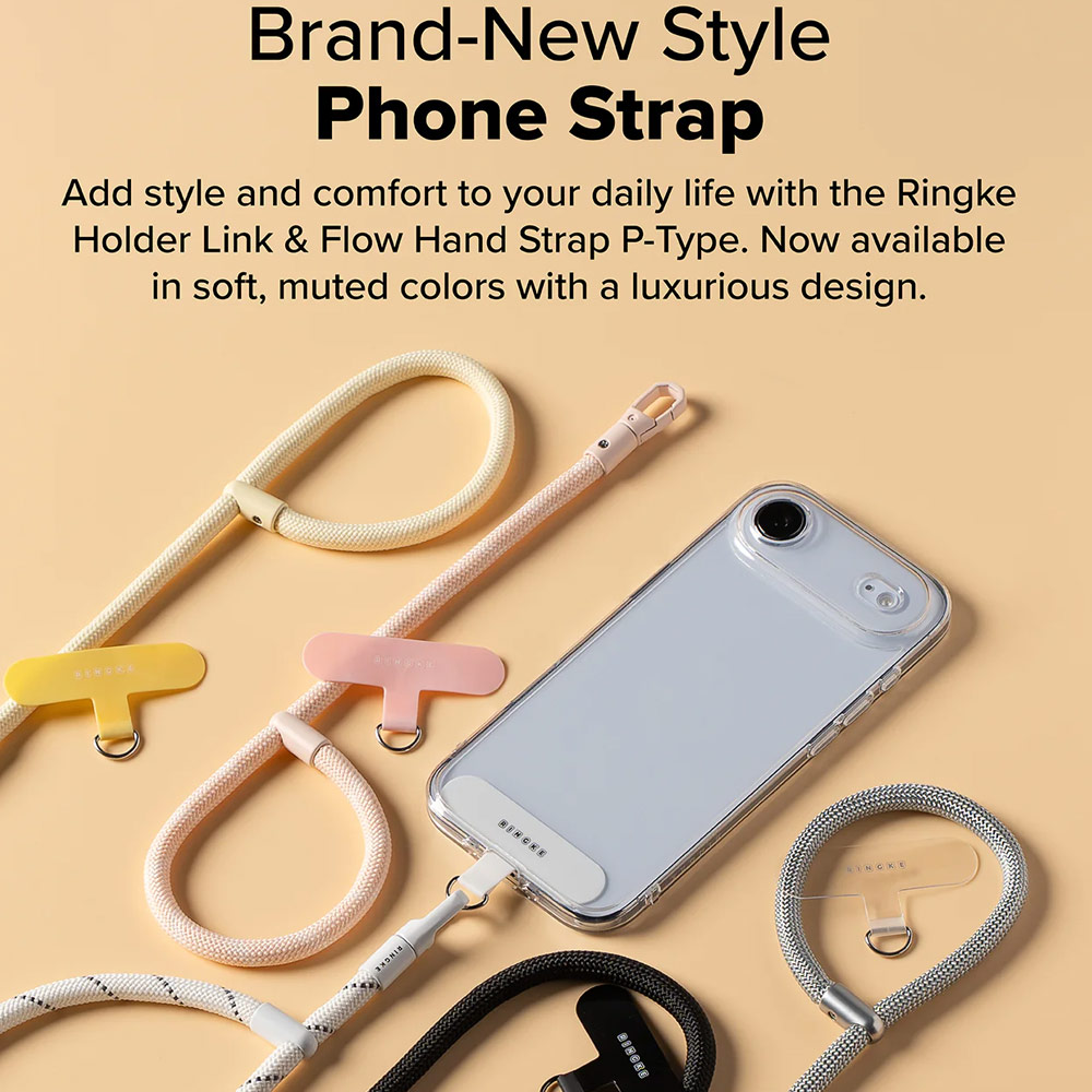 Picture of Ringke Holder Link and Flow Hand Strap P-Type Wrist Strap Phone Strap for closed-bottom phone case (Shadow Black)