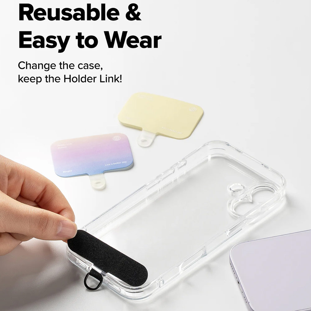 Picture of Ringke Adjustable Shoulder Holder Link Snap Hook Lanyard Crossbody Phone Strap for Phone case (Sand Black)