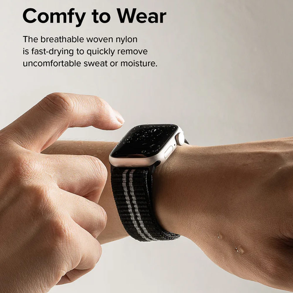 Picture of Apple Watch 38mm  | Ringke Sports Air Loop Breathable Woven Nylon Soft Weave Strap for Apple Watch Series 4 5 6 8 9 41mm 40mm 38mm (Black)