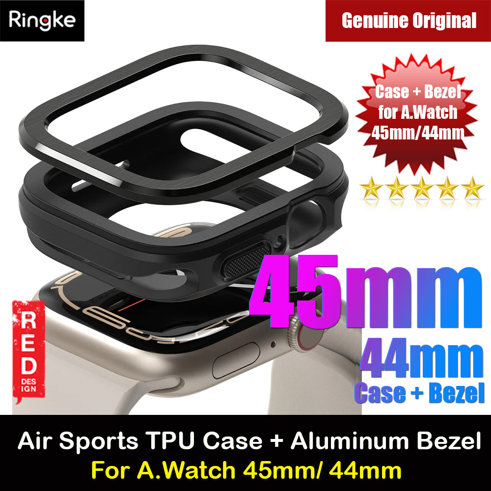 Picture of Ringke Air Sports Soft Bumper Case and Aluminum Bezel for Apple Watch 45mm 44mm Case and Bezel (Black Black) Apple Watch 44mm- Apple Watch 44mm Cases, Apple Watch 44mm Covers, iPad Cases and a wide selection of Apple Watch 44mm Accessories in Malaysia, Sabah, Sarawak and Singapore 