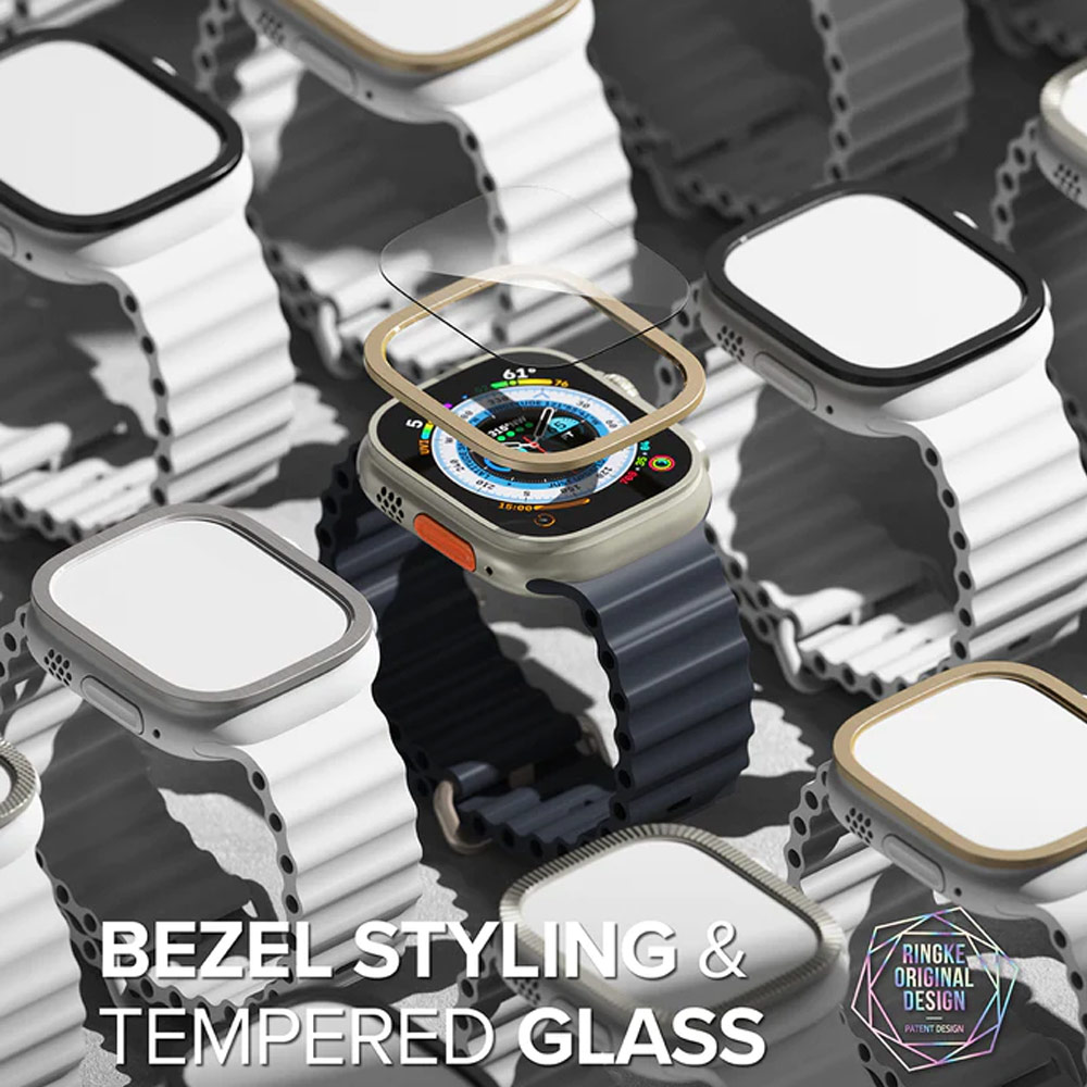 Picture of Apple Watch 49mm Ultra 3 Screen Protector | Ringke Bezel and Tempered Glass Screen Protector Combo for Apple Watch Series 8 Ultra 49mm (49-03 Graphite)