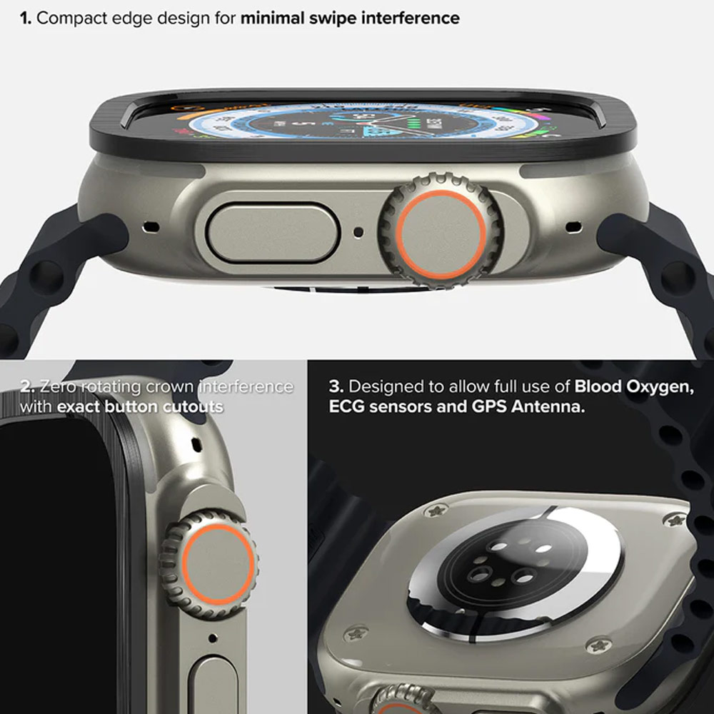 Picture of Apple Watch 49mm Ultra 3 Screen Protector | Ringke Bezel and Tempered Glass Screen Protector Combo for Apple Watch Series 8 Ultra 49mm (49-03 Graphite)