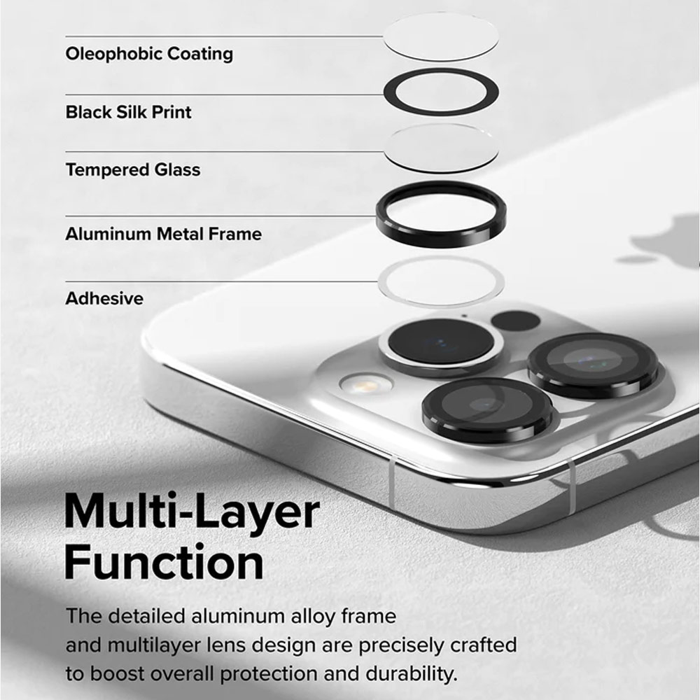 Picture of Apple iPhone 15 Pro 6.1 | Ringke Camera Lens Aluminum Frame Glass for Apple iPhone 15 Pro 6.1 (Black)