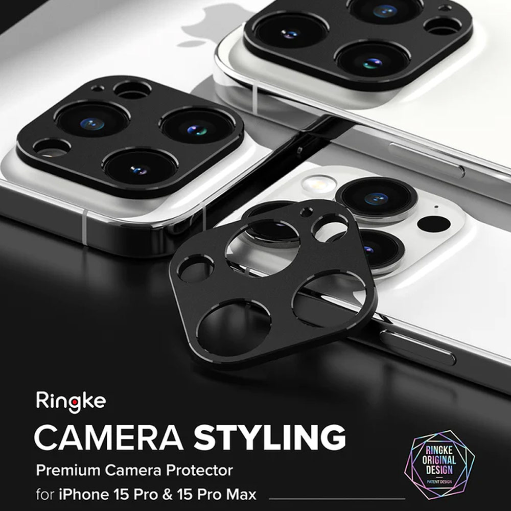 Picture of Apple iPhone 15 Pro 6.1 | Ringke Camera Styling Aluminum Bezel Cover for Apple iPhone 15 Pro Max 6.7 iPhone 15 Pro 6.1 (Black)