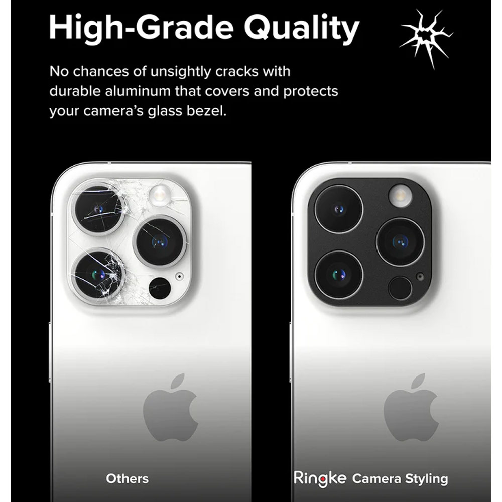 Picture of Apple iPhone 15 Pro 6.1 | Ringke Camera Styling Aluminum Bezel Cover for Apple iPhone 15 Pro Max 6.7 iPhone 15 Pro 6.1 (Black)