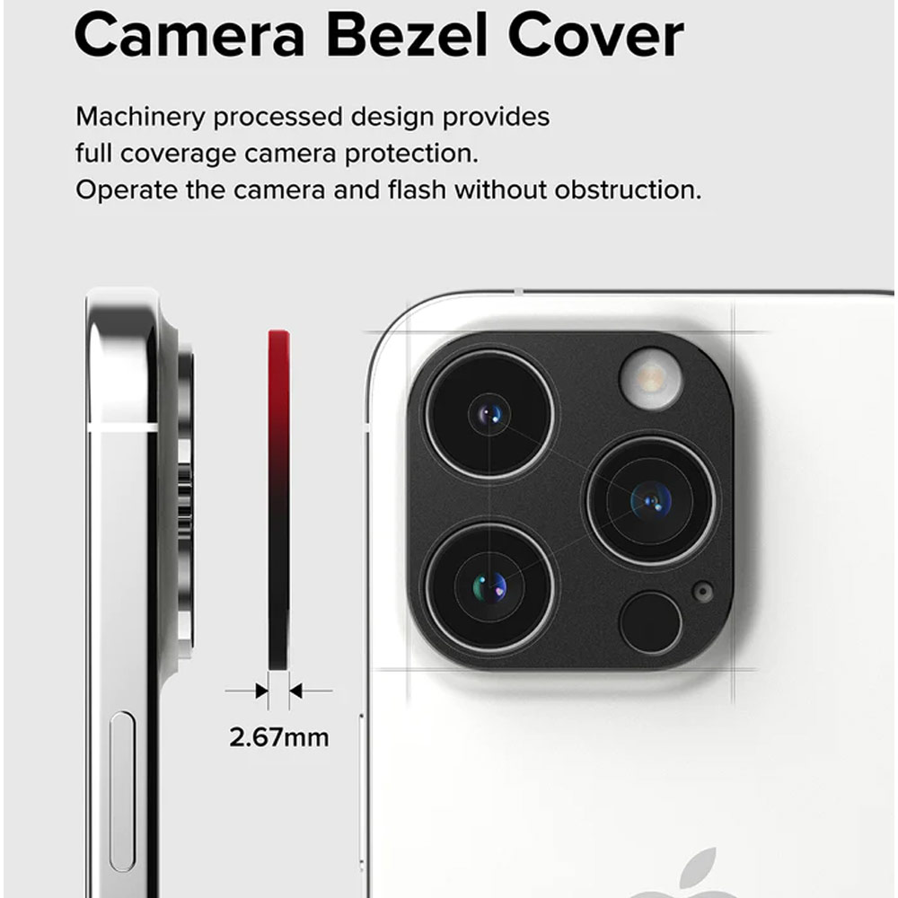Picture of Apple iPhone 15 Pro 6.1 | Ringke Camera Styling Aluminum Bezel Cover for Apple iPhone 15 Pro Max 6.7 iPhone 15 Pro 6.1 (Black)