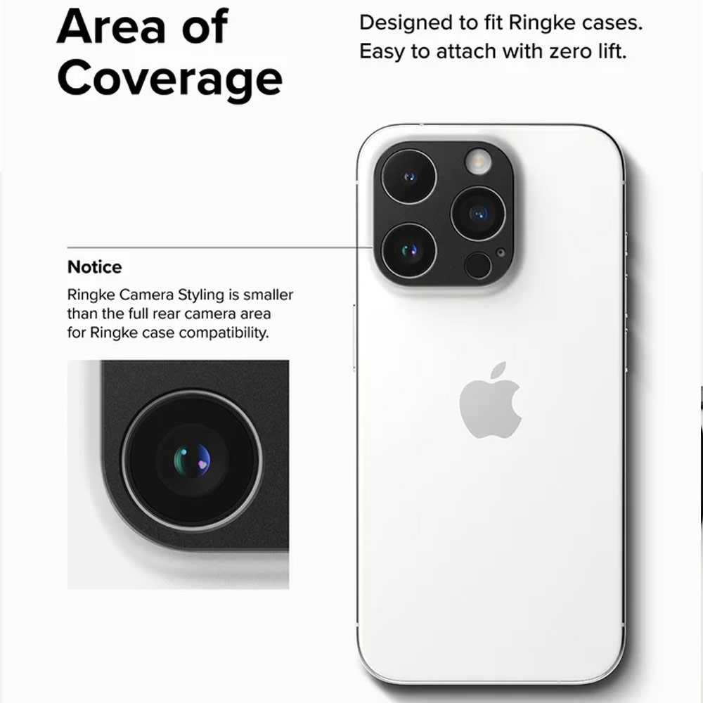 Picture of Apple iPhone 15 Pro 6.1 | Ringke Camera Styling Aluminum Bezel Cover for Apple iPhone 15 Pro Max 6.7 iPhone 15 Pro 6.1 (Black)