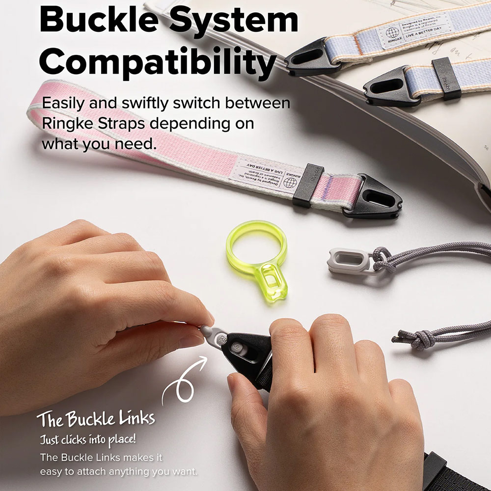 Picture of Ringke High density polyester Dual Hand Strap for Perfect for daily use traveling hiking smartphone Jisulife Portable Handheld Fan Strap (Black)