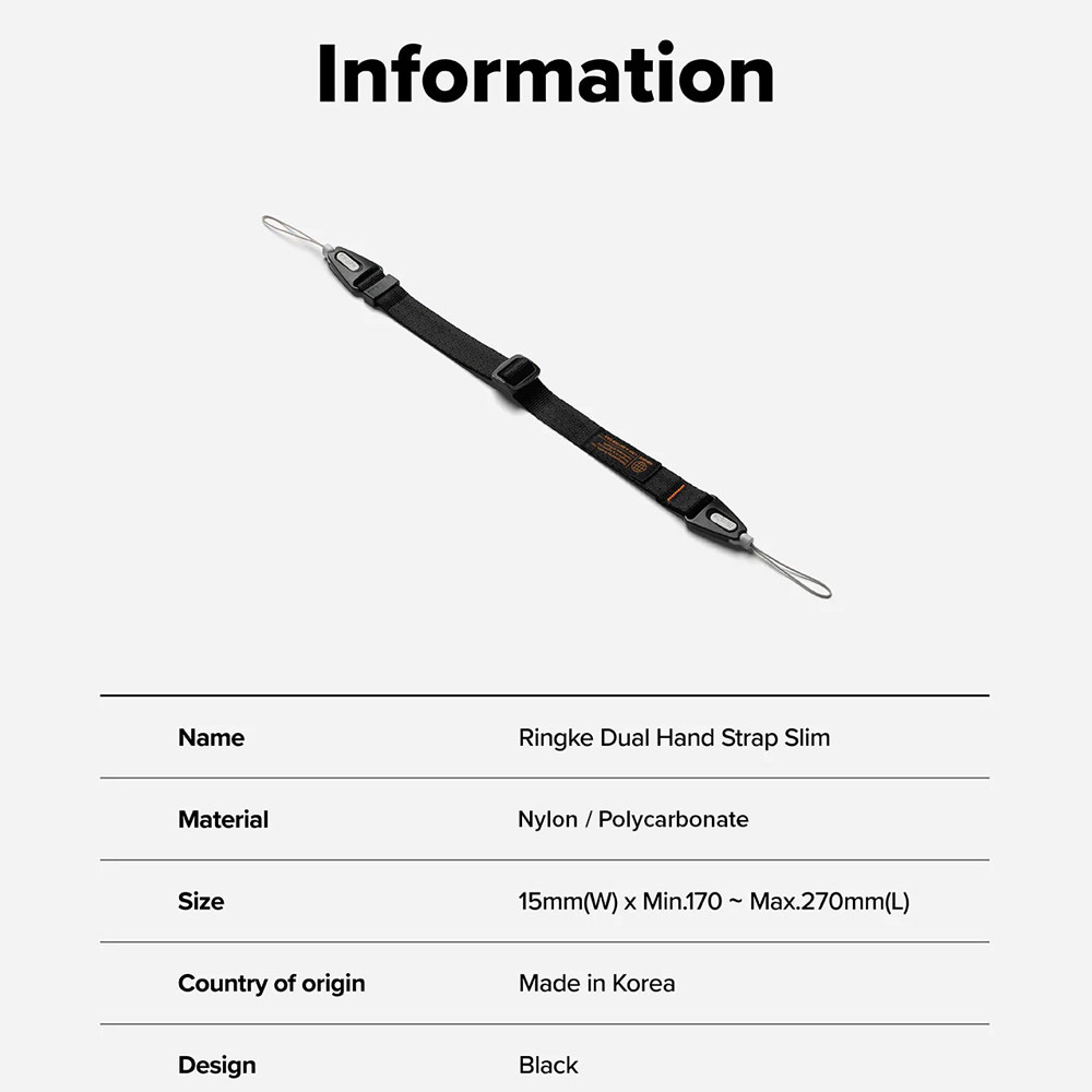 Picture of Ringke High density polyester Dual Hand Strap for Perfect for daily use traveling hiking smartphone Jisulife Portable Handheld Fan Strap (Black)