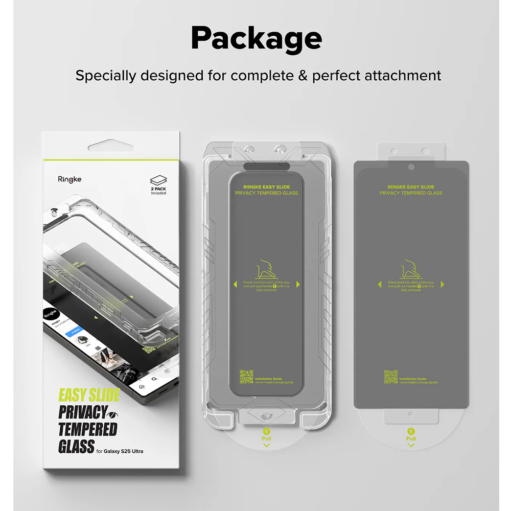 Picture of Samsung Galaxy S25 Ultra Screen Protector | Ringke Easy Slide Tempered Glass Screen Protector for Samsung Galaxy S25 Ultra (Privacy Anti Peep) 2pcs