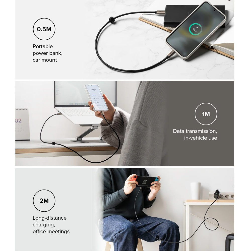 Picture of Ringke 60W PD3.0 480Mbps Fast Charge Charging Basic Cable USB C to USB C (Grey 50cm)
