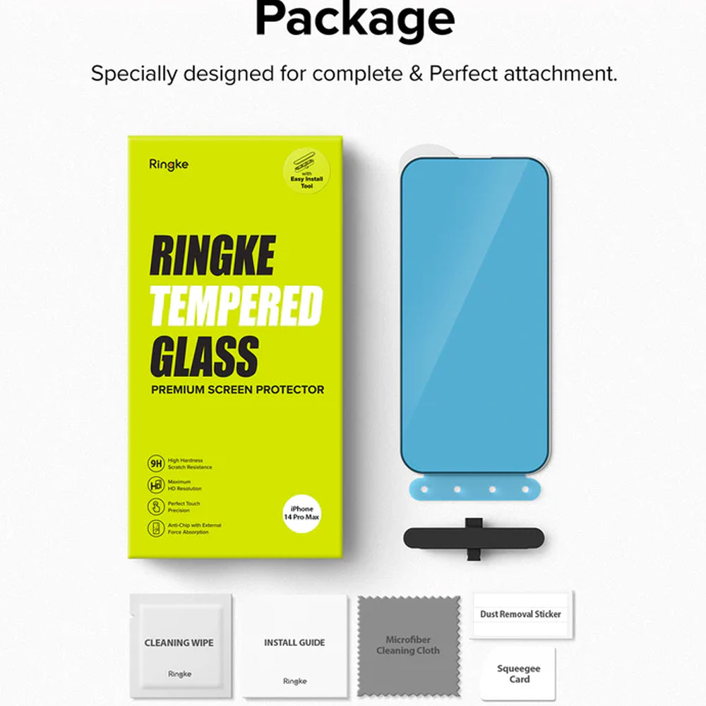 Picture of Apple iPhone 14 Pro Max 6.7 Screen Protector | Ringke Premium Tempered Glass Screen Protector with Easy Installation Jig Kit for Apple iPhone 14 Pro Max 6.7 (HD Clear)