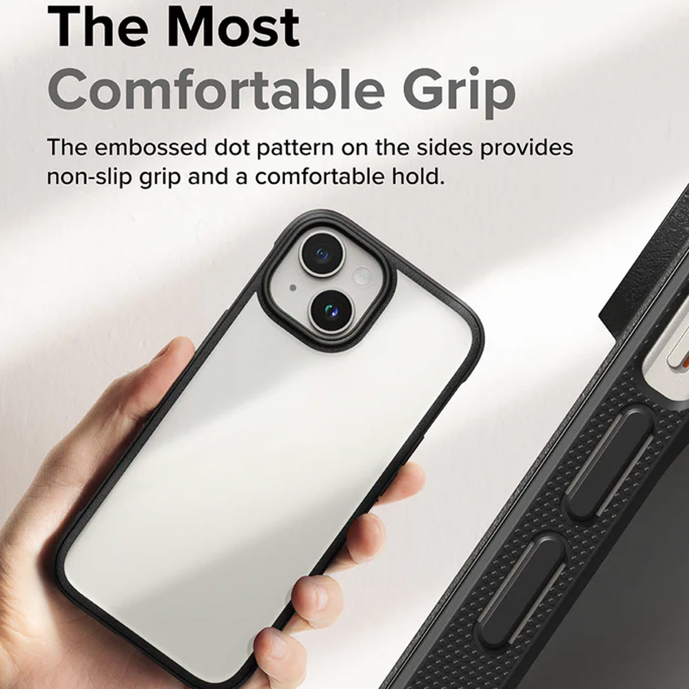 Picture of Apple iPhone 15 6.1 Case | Ringke Fusion Bold Anti Yellow Back Plate Drop Protection Case for Apple iPhone 15 6.1 (Gray)