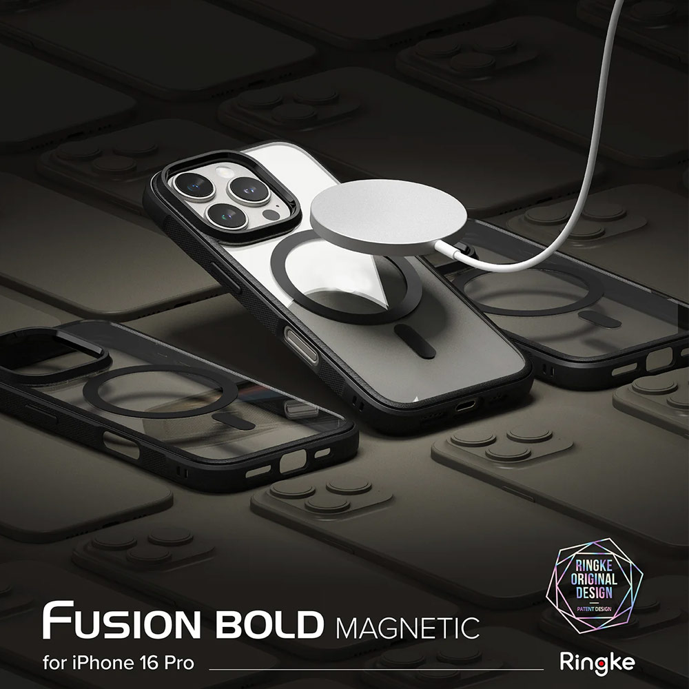 Picture of Apple iPhone 16 Pro 6.3 Case | Ringke Fusion Bold Magnetic Anti Yellow Back Plate Drop Protection Case for iPhone 16 Pro 6.3 (Matte Black)