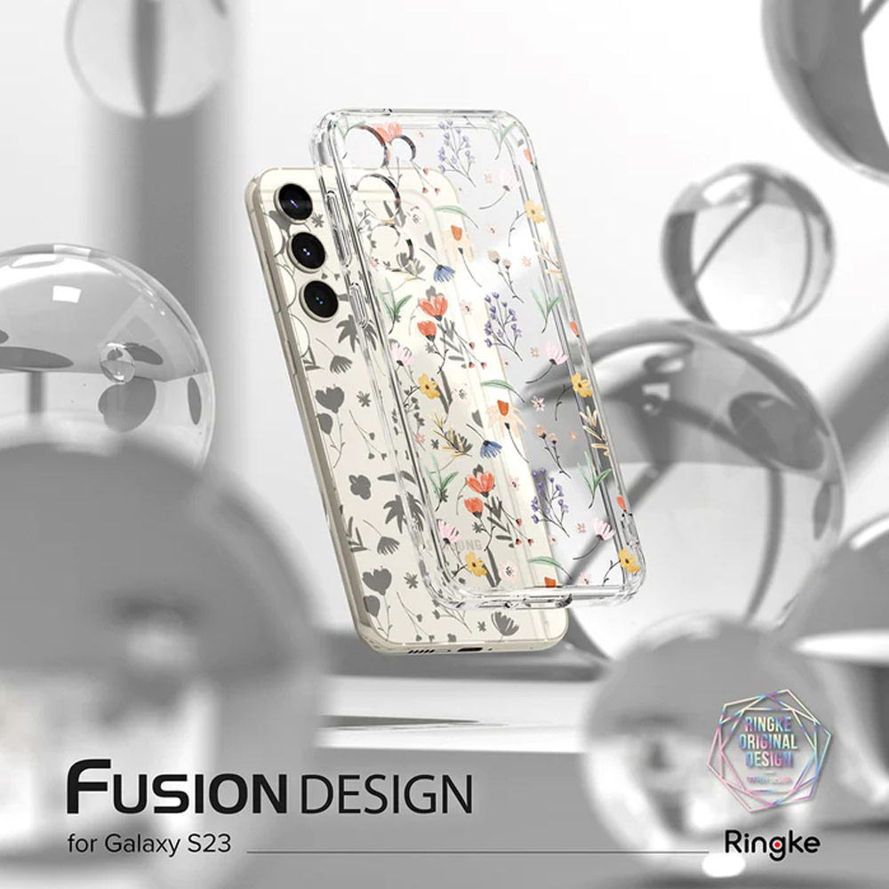 Picture of Samsung Galaxy S23 Case | Ringke Fusion Design Transparent Protection Case for Samsung Galaxy S23 (Floral)