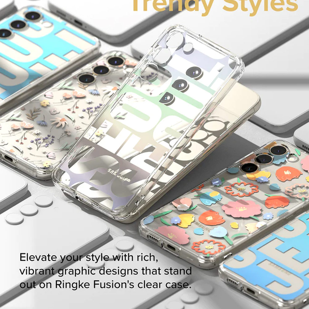 Picture of Samsung Galaxy S23 Case | Ringke Fusion Design Transparent Protection Case for Samsung Galaxy S23 (Floral)
