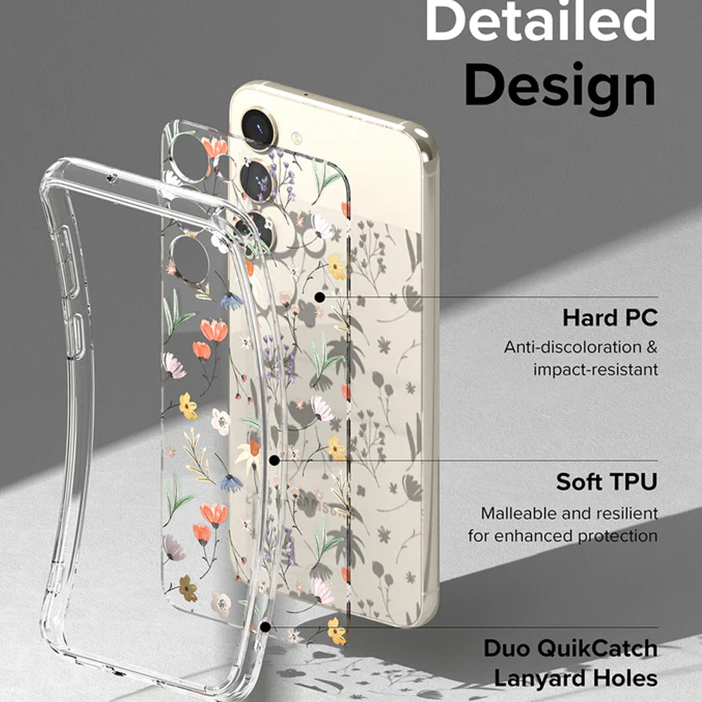 Picture of Samsung Galaxy S23 Case | Ringke Fusion Design Transparent Protection Case for Samsung Galaxy S23 (Floral)