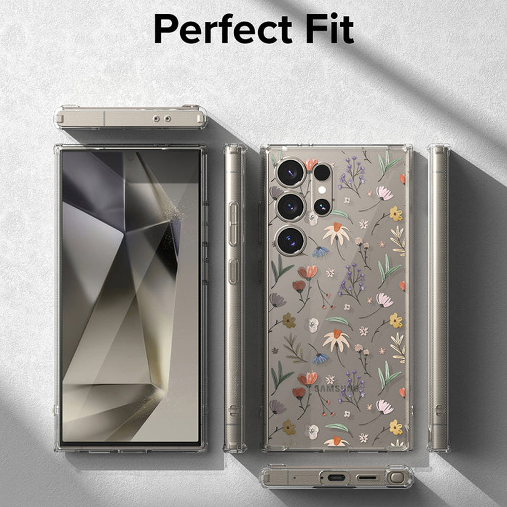 Picture of Samsung Galaxy S24 Ultra Case | Ringke Fusion Design Drop Protection Case for Samsung Galaxy S24 Ultra 6.8 (Dry Flowers)