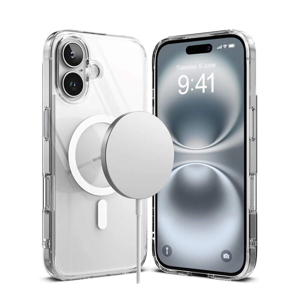 Picture of Apple iPhone 16 Plus 6.7 Case | Ringke Fusion Magnetic Slim Drop Protection Case Magsafe Compatible for  iPhone 16 Plus 6.7 (Clear)