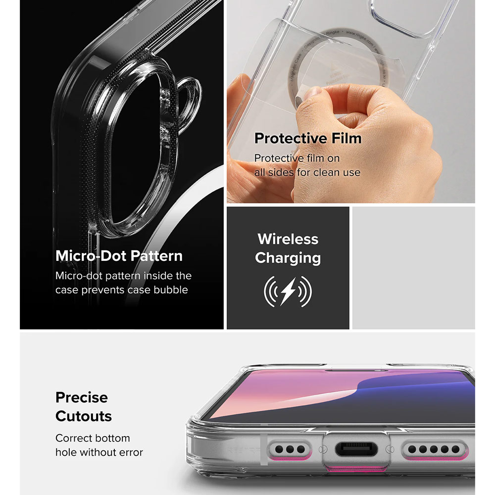 Picture of Apple iPhone 16 Plus 6.7 Case | Ringke Fusion Magnetic Slim Drop Protection Case Magsafe Compatible for  iPhone 16 Plus 6.7 (Clear)