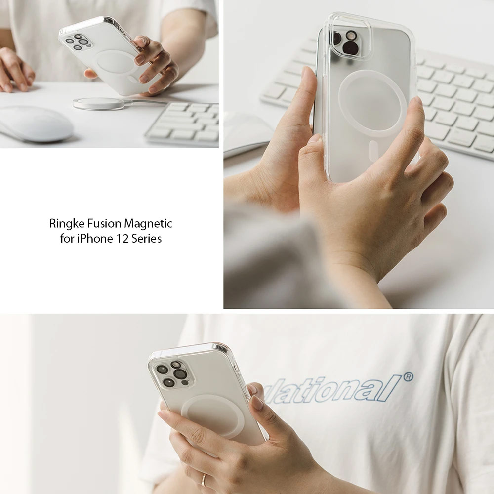 Picture of Apple iPhone 12 6.1 Case | Ringke Fusion Magnetic Protection Case for iPhone 12 iPhone 12 Pro 6.1 (Matte Clear)