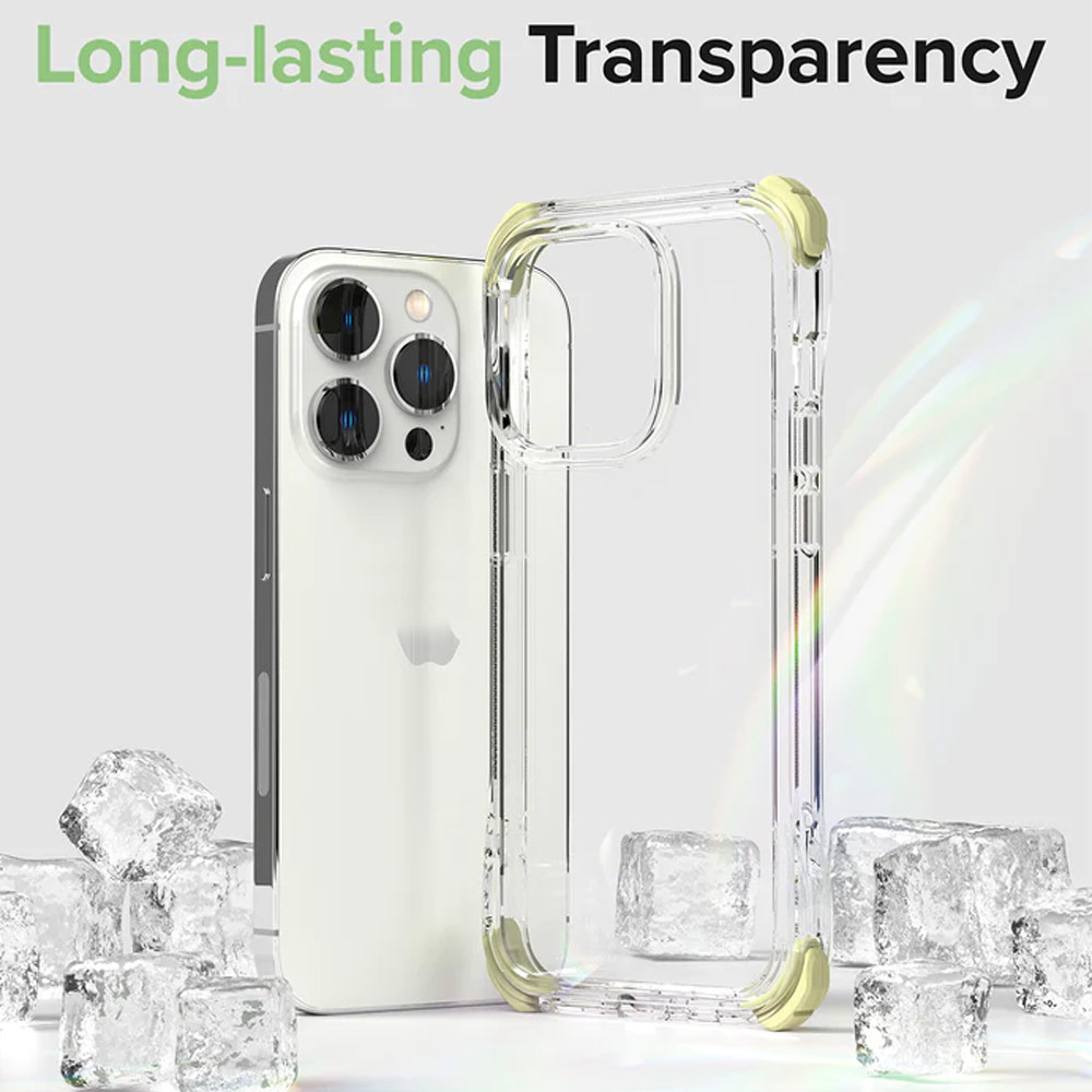 Picture of Apple iPhone 14 Pro 6.1 Case | Ringke Fusion Plus Corner Bumper Absorbs Shock Drop Protection Case for iPhone 14 Pro 6.1 (Clear Lime Glow)