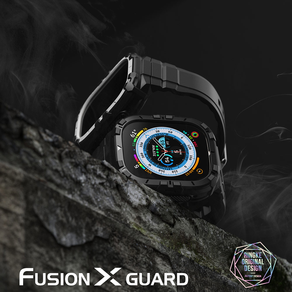 Picture of Apple Watch 49mm Ultra 3 Case | Ringke Fusion X Guard Sporty Case and Strap for Apple Watch Series 8 49mm Ultra Case (Black)