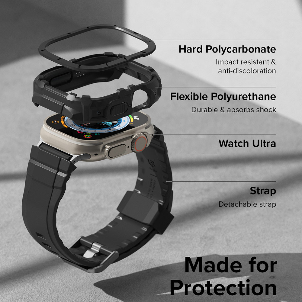 Picture of Apple Watch 49mm Ultra 3 Case | Ringke Fusion X Guard Sporty Case and Strap for Apple Watch Series 8 49mm Ultra Case (Black)