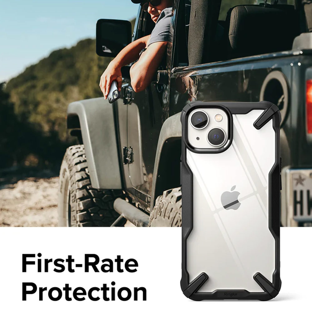Picture of Apple iPhone 14 6.1 Case | Ringke Fusion X Hybrid PC and TPU Frame Drop Protection Case for Apple iPhone 14 6.1 (Black)