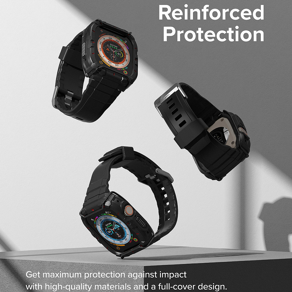 Picture of Apple Watch 49mm Ultra Case | Ringke Fusion X Guard Protection Case Strap Band for Apple Watch Ultra 49mm (Black Red Index Wired)