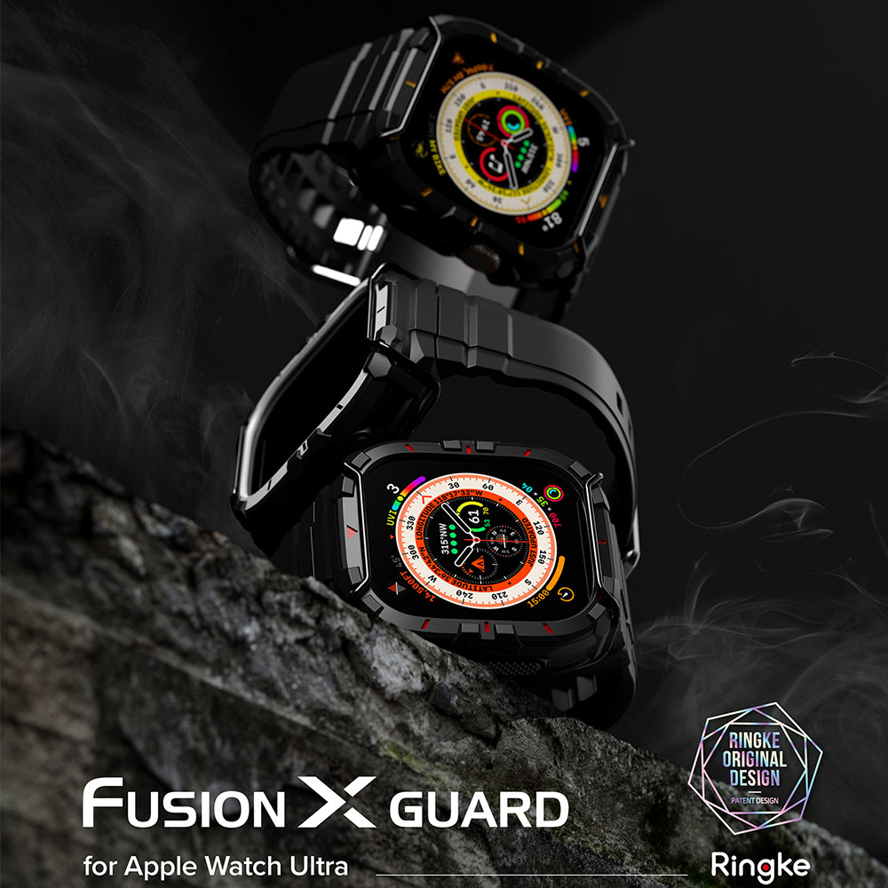 Picture of Apple Watch 49mm Ultra 2 Case | Ringke Fusion X Guard Protection Case Strap Band for Apple Watch Ultra 49mm (Black Yellow Index Wired)