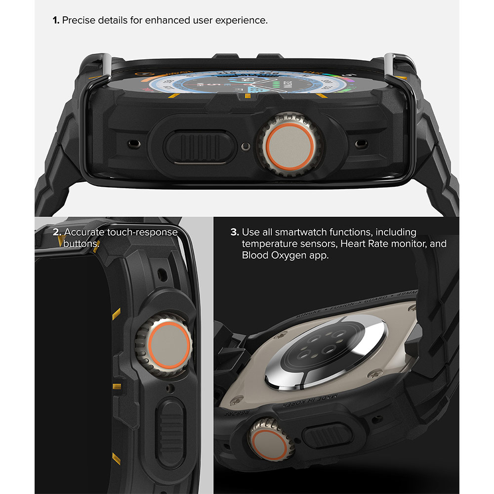 Picture of Apple Watch 49mm Ultra 2 Case | Ringke Fusion X Guard Protection Case Strap Band for Apple Watch Ultra 49mm (Black Yellow Index Wired)