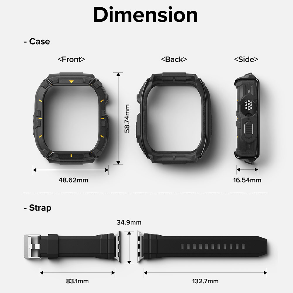 Picture of Apple Watch 49mm Ultra 2 Case | Ringke Fusion X Guard Protection Case Strap Band for Apple Watch Ultra 49mm (Black Yellow Index Wired)