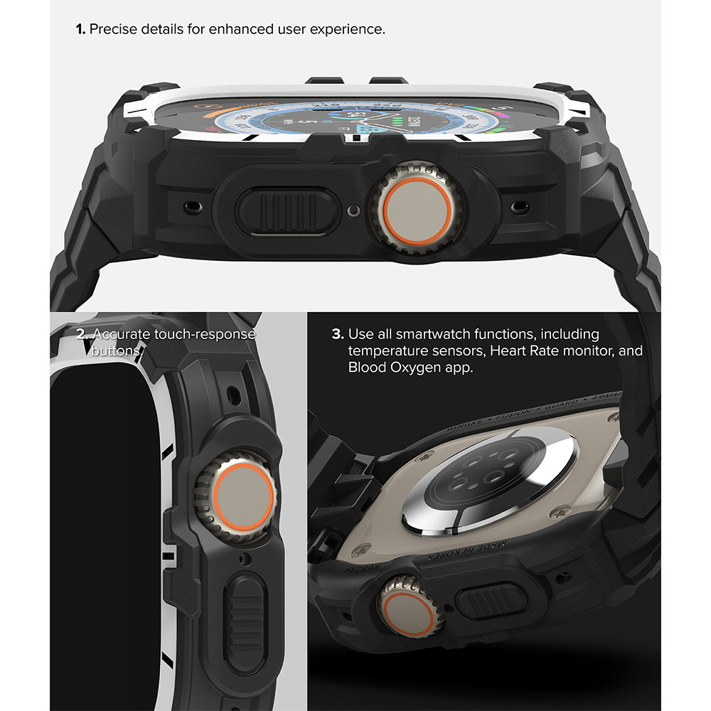 Picture of Apple Watch 49mm Ultra 3 Case | Ringke Fusion X Guard Protection Case Strap Band for Apple Watch Ultra 49mm (White Black Index)