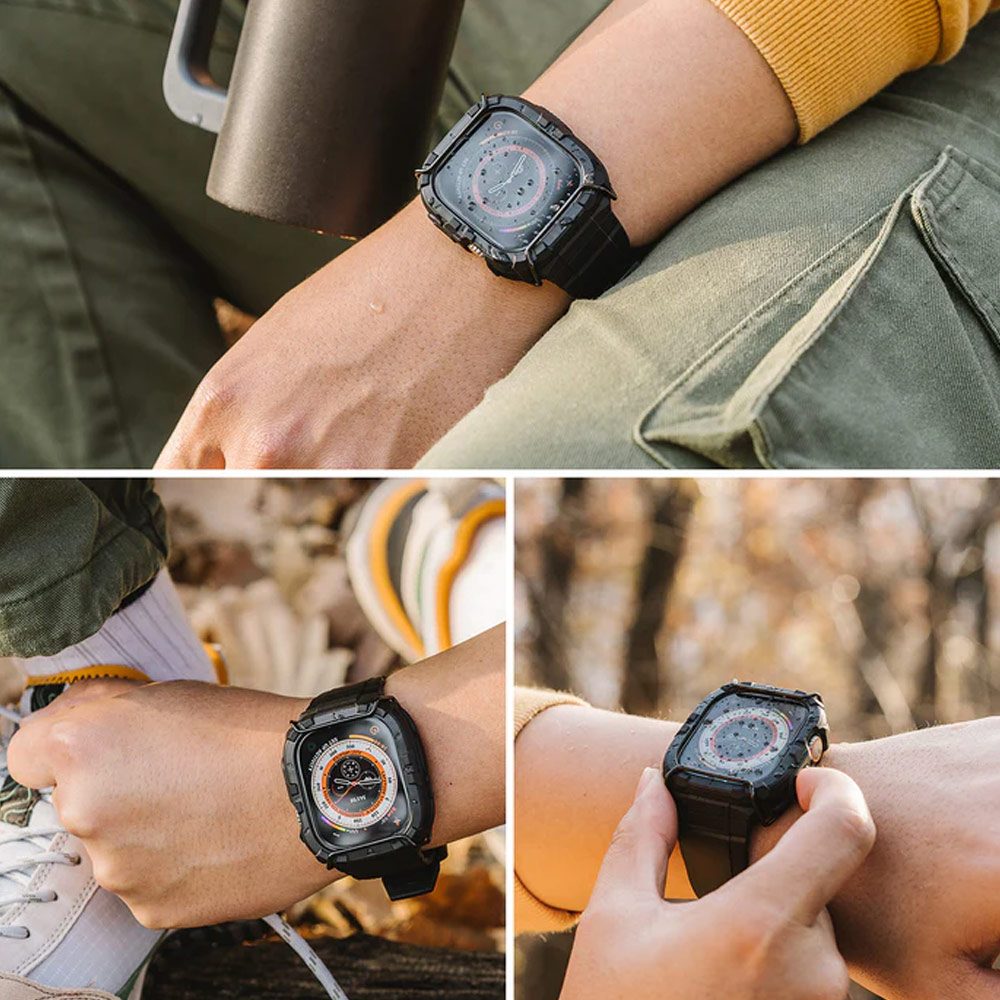 Picture of Apple Watch 49mm Ultra 3 Case | Ringke Fusion X Guard Wired Version Sporty Case and Strap for Apple Watch Series 8 49mm Ultra Case (Wired Black)