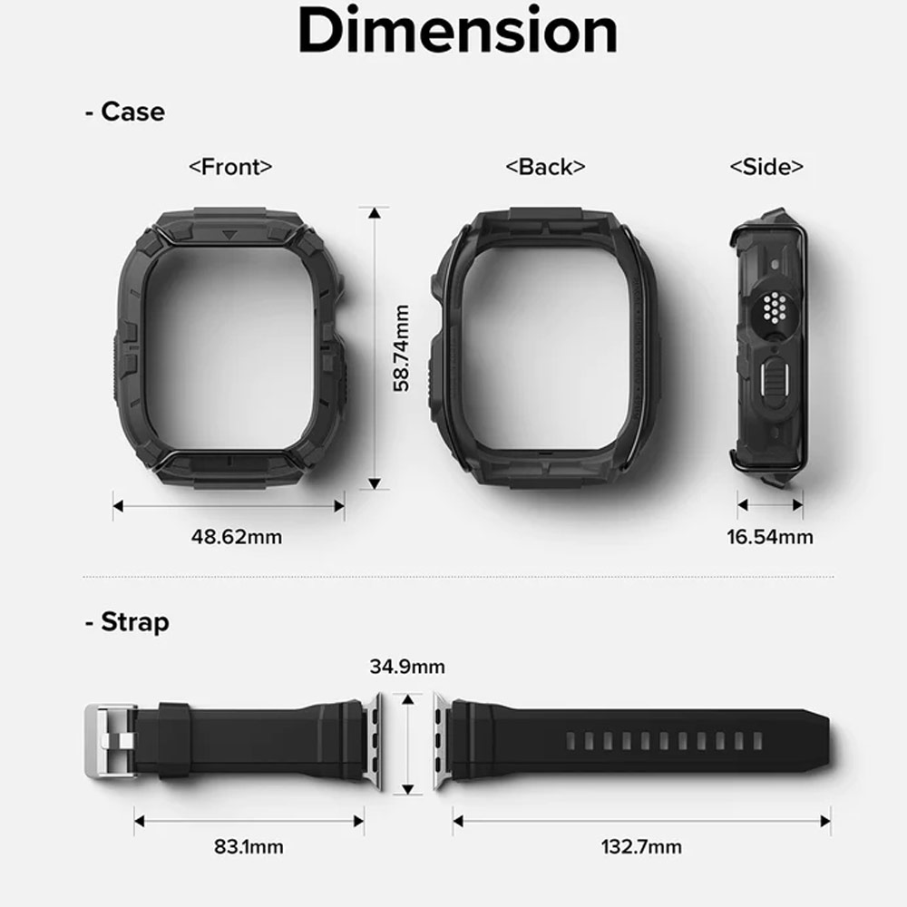 Picture of Apple Watch 49mm Ultra 3 Case | Ringke Fusion X Guard Wired Version Sporty Case and Strap for Apple Watch Series 8 49mm Ultra Case (Wired Black)