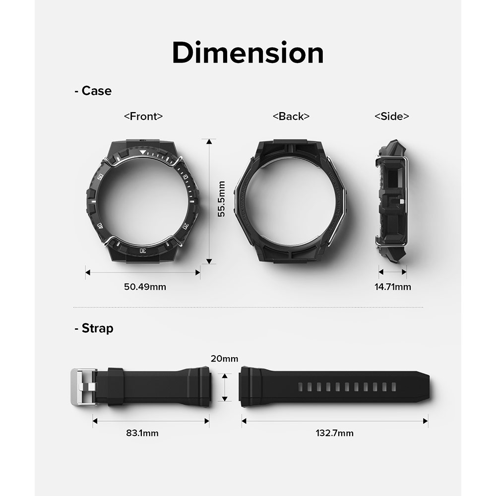 Picture of Samsung Galaxy Watch 4 44mm Case | Ringke Fusion X Guard Wired Protection Case Strap Band for Samsung Galaxy Watch 5 Series 4 Series 44mm (Black White Index Wired)