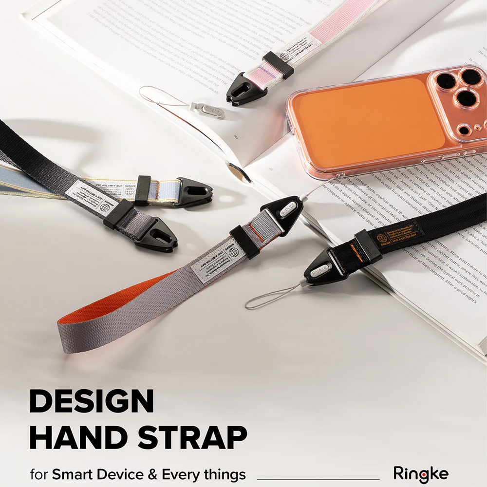 Picture of Ringke High density polyester wrist hand strap for Perfect for daily use traveling hiking smartphone Jisulife Portable Handheld Fan Strap (Lettering Black)