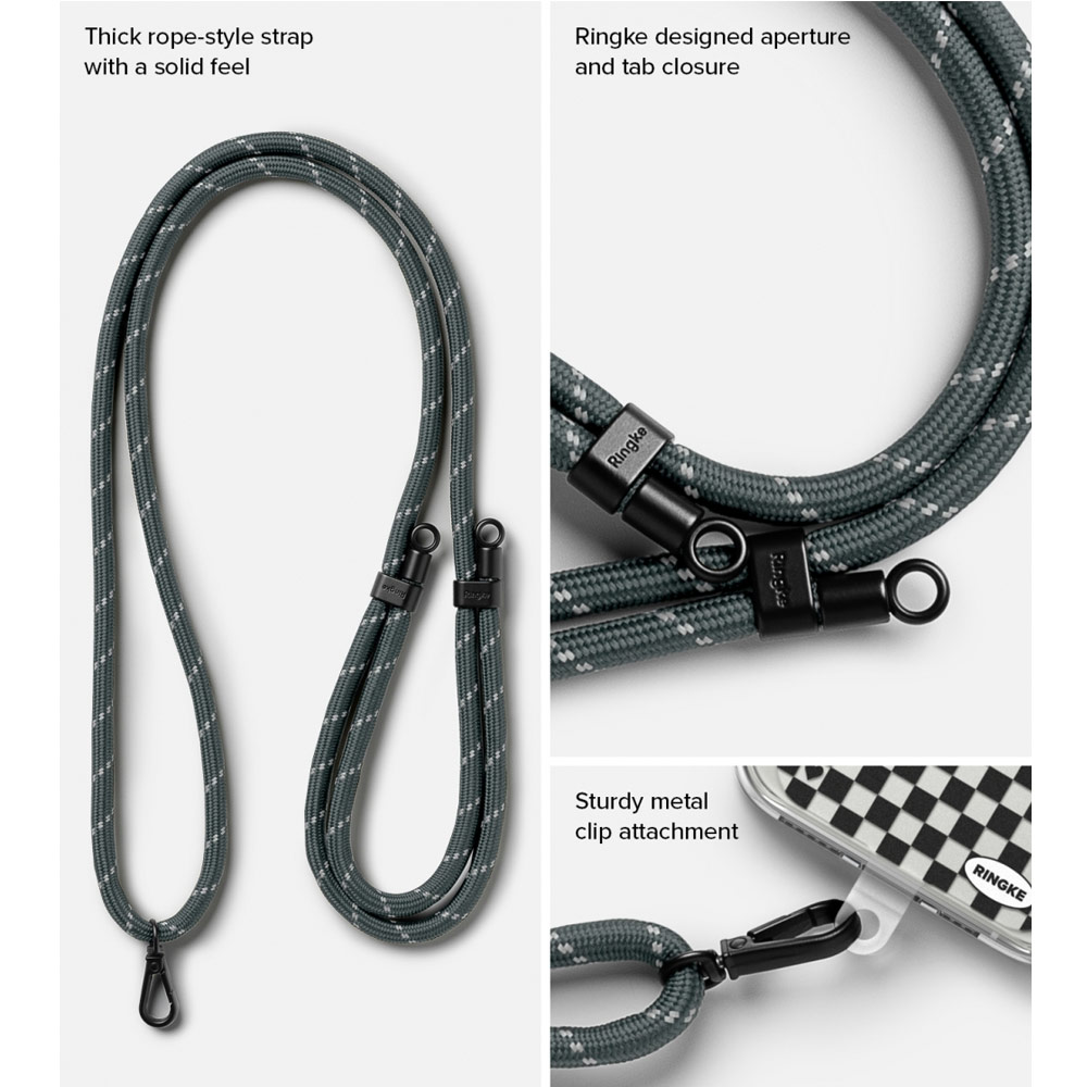 Picture of Ringke Shoulder Strap Design Holder Link Rope Lanyard for Phone case (Focus Design Khakis White Rope)