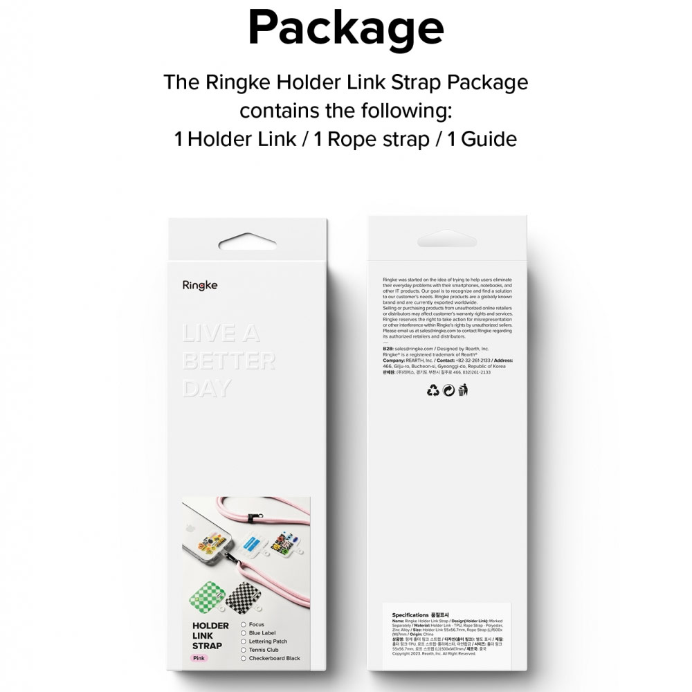 Picture of Ringke Shoulder Strap Design Holder Link Rope Lanyard for Phone case (Focus Design Khakis White Rope)