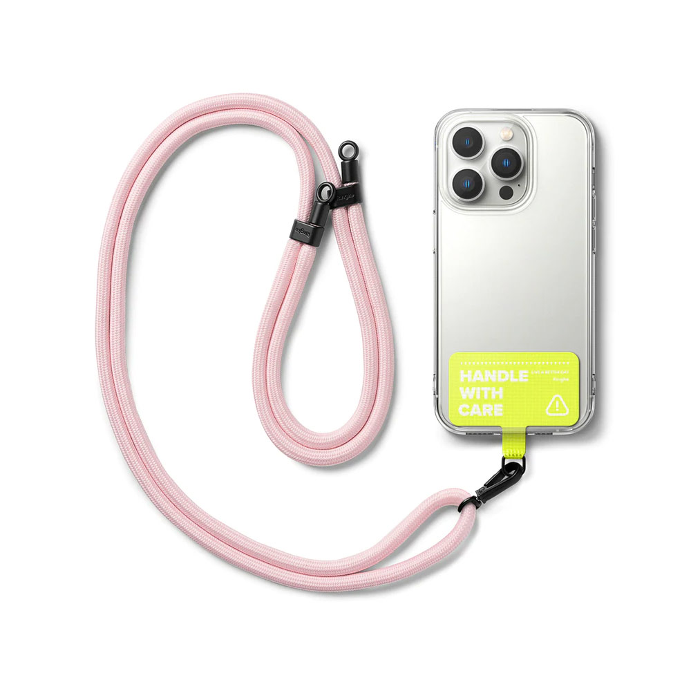 Picture of Ringke Shoulder Holder Link Strap for Phone case TARPAULIN NEON GREEN (Pink Rope)