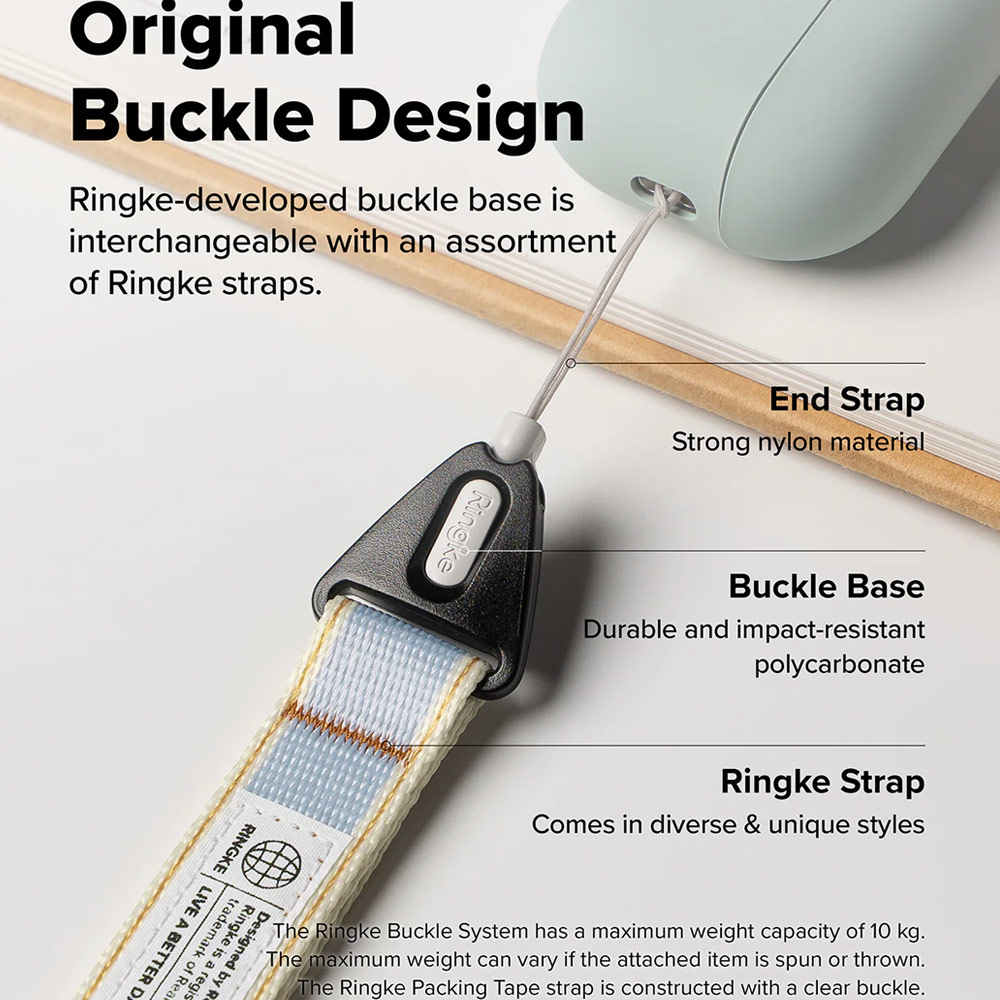 Picture of Ringke High density polyester Lanyard strap Shoulder Strap  for Perfect for daily use traveling hiking smartphone  Portable Handheld Fan Strap (Stripe Blue)