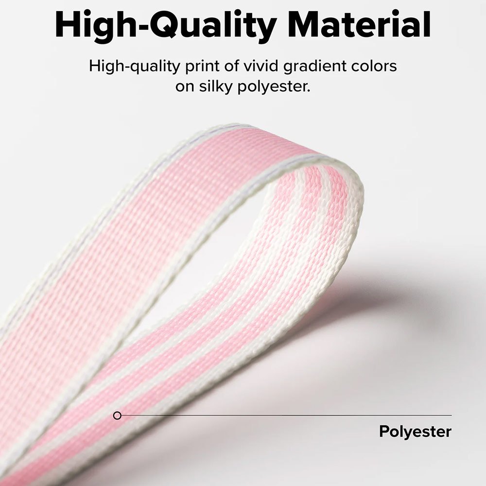 Picture of Ringke High density polyester Lanyard strap Shoulder Strap for Perfect for daily use traveling hiking smartphone  Portable Handheld Fan Strap (Stripe Pink)