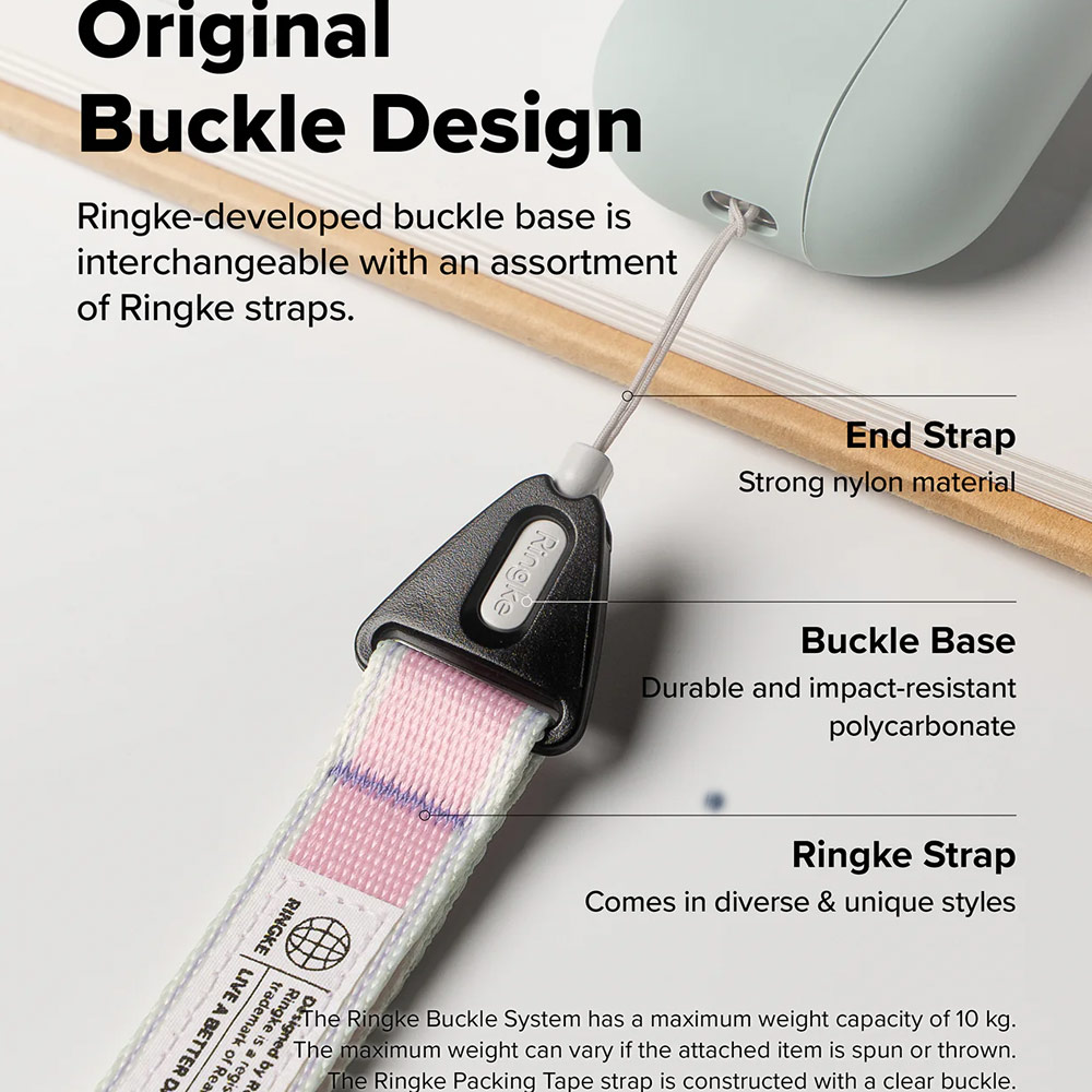 Picture of Ringke High density polyester Lanyard strap Shoulder Strap for Perfect for daily use traveling hiking smartphone  Portable Handheld Fan Strap (Stripe Pink)