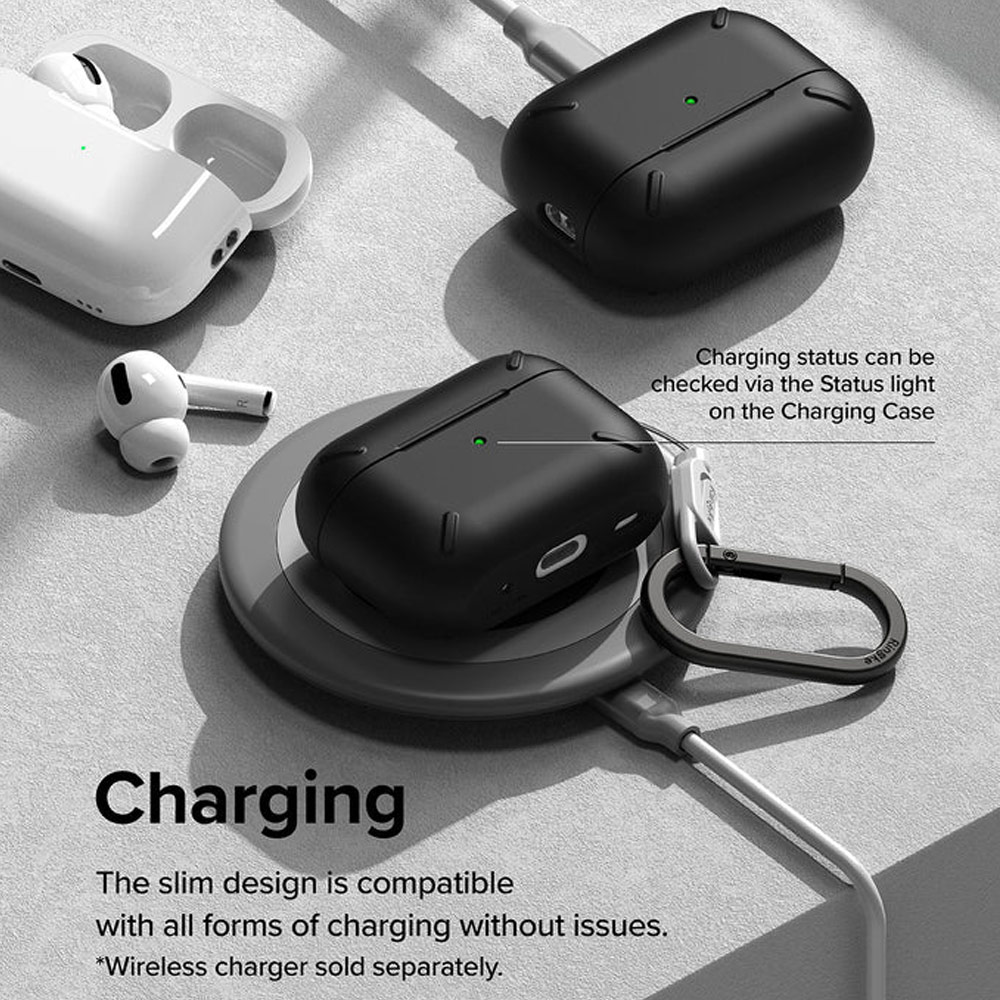 Picture of Apple Airpods Pro 2 Case | Ringke Layered Hard Protective Protection Case with Carabiner for Apple Airpods Pro 2 (Clear Purple)